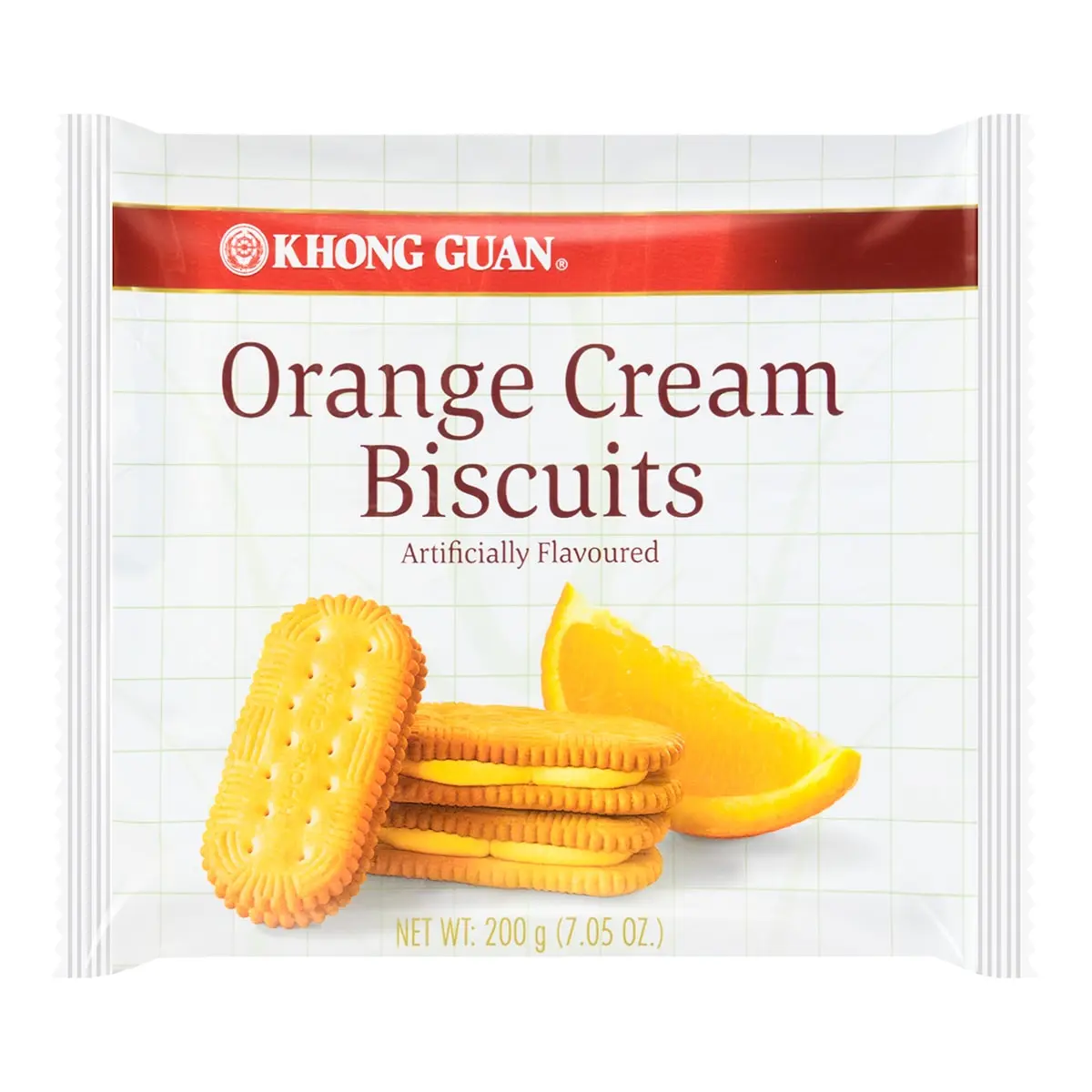 Khong Guan Singapore Orange Cream Sandwich Biscuits 200g - Classic Snack for Tea Time & Parties