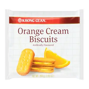 Khong Guan Singapore Orange Cream Sandwich Biscuits 200g - Classic Snack for Tea Time & Parties