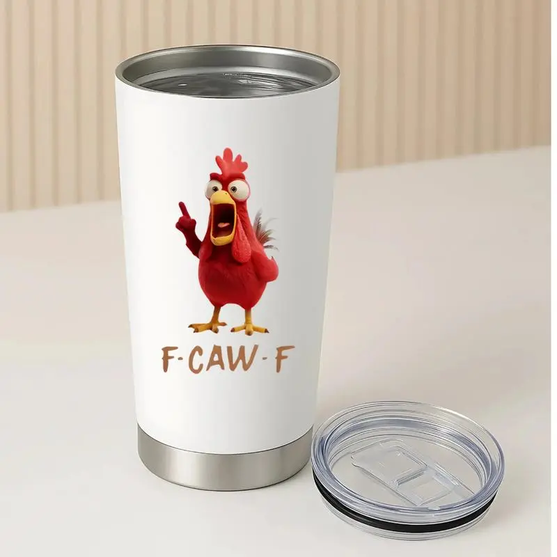 [BNB Gift 2025] F-CAW-F Sarcastic Chicken Meme 20oz Skinny Stainless Steel Tumbler Funny Gothicc Halloween, Adults Kids, Gifts
