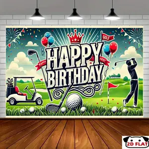 2D Flat Banner 1pc, Birthday Celebration Golf Theme Party, ,   Party Banner, Multipurpose Decoration Multipurpose Holiday Party, Yard, Studio, Home Garden Celebration, Photo Studio Backdrop, Outdoor Celebration,