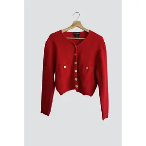 Red Gold Button Cardigan