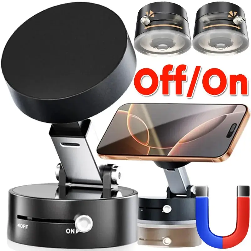 Magic Vacuum Magnetic Phone Stand - Strong Magnet, Foldable , Multi-Scene Use, Multicolor, Iron Mount for Cellphones magnetic Folding Stone Smartphon