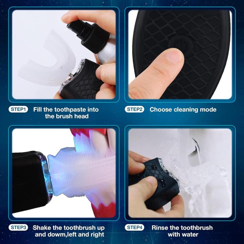 Adult Ultrasonic Electric Toothbrush with U-Shaped Design, 360-Degree Full Mouth Cleaning, IPX7 Waterproof for Effective Oral Hygiene