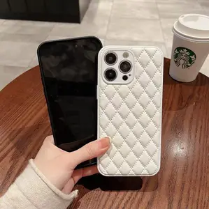 Womens Rhomboid Soft Leather iPhone Case