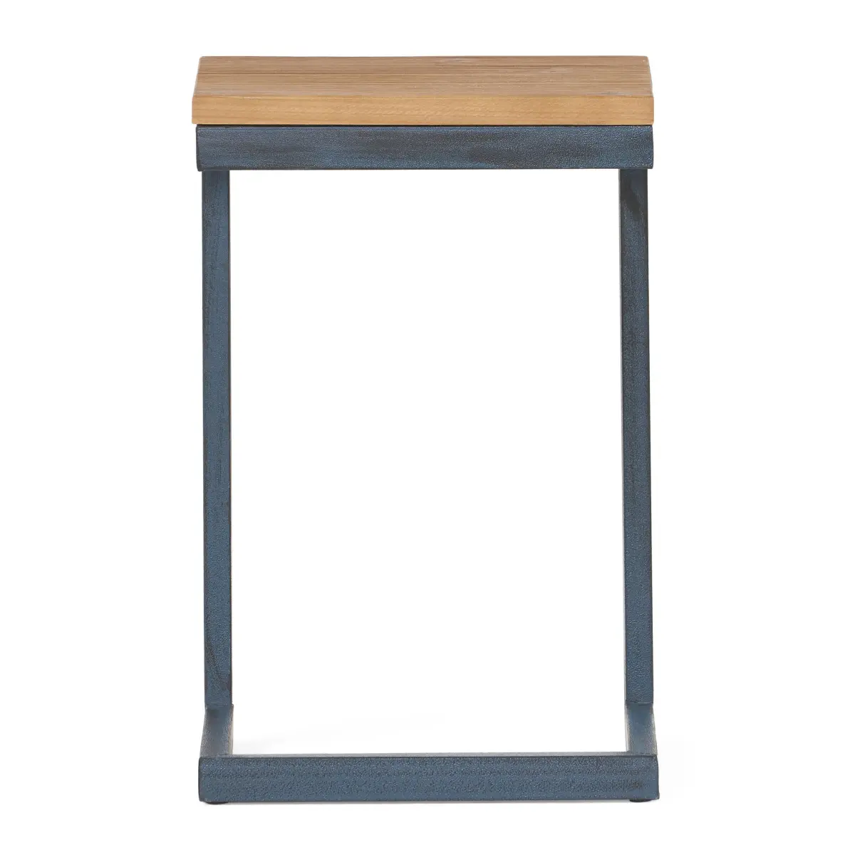 C-Shaped Industrial Side Table Natural Fir Wood Top Antique Black Iron Frame 12.75x10.25x19 Inch Small Accent Table for Living Room Bedroom Home Decor Portable Farmhouse Furniture, Antique End Tables, C-Shaped End Tables