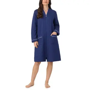 Eileen West Cotton Rich Diamond Quilted Zip Robe