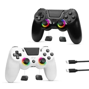 2 Pack Wireless PS-4 Controller, Game Remote Controller Compatible with PS-4/Slim/Pro/PC, RGB Light, Programmable, 1000mAh Battery, Dual Vibration, 6-Axis Gyro, Touch Pad, Share, Speaker&Audio Jack