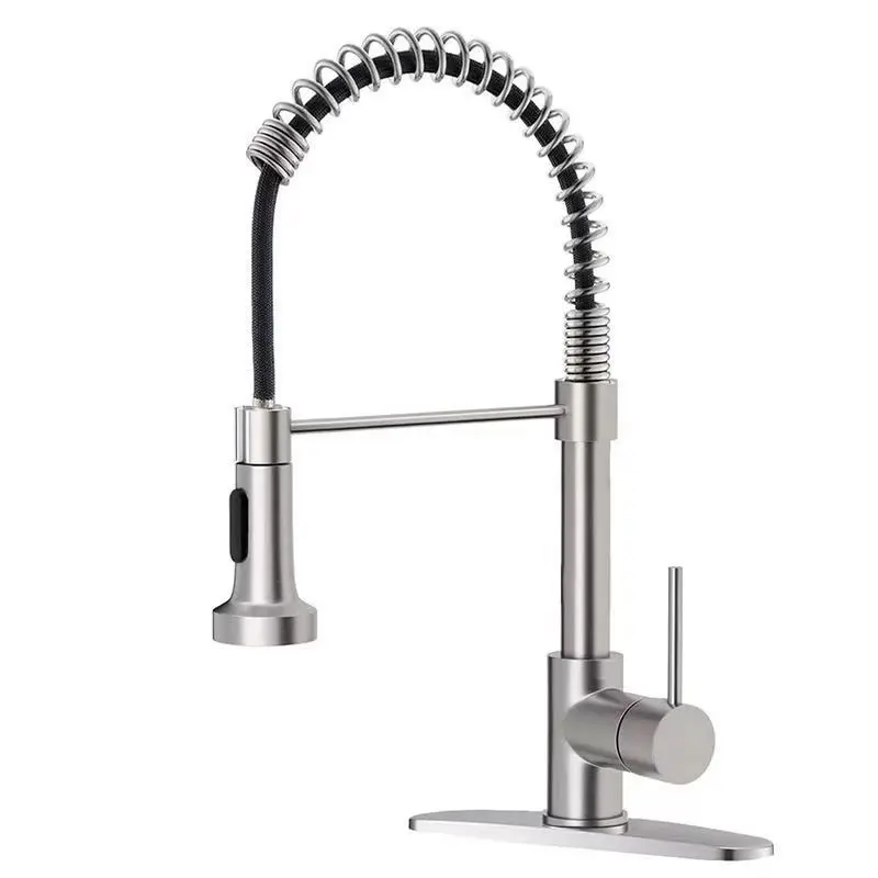 Kitchen Sink Faucet, Pull Down Kitchen Faucet, High Arc Faucet, Waterfall Kitchen Faucet, Chrome Kitchen Faucet with Sprayer Stainless Steel Single Handle