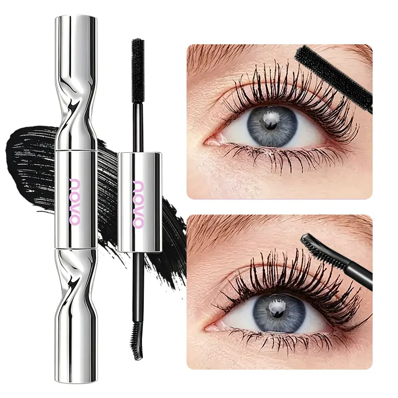 novo Mascara Fine Comb Brush Long Lasting Styling Waterproof Lengthening Curling Volumizing Smudge-Proof Fade Resistant Quick Dry Eyelash Makeup for Women
