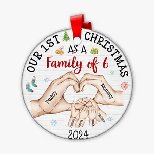 Baby's First Christmas As A Family Personalized Circle Ornament Personalized Ornament sublimation ornaments
