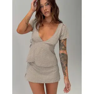 Emmilou Wrap Set Brown Check