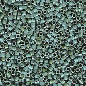 Opaque Turquoise Blue Picasso  10/0 Delica || DBM-2264 ||  Delica Seed Beads