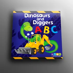 Dinosaurs ABC Sturdy Board Book for Toddlers - Soft Cover, Bright Illustrations, Colorful Art, Bold Visuals, Playful Theme, Alphabet Learning Tool, Construction Vehicles Content