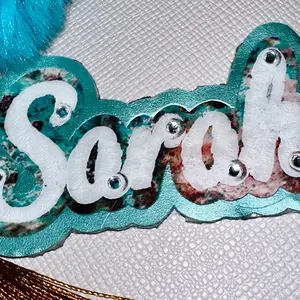 faux leather  custom name keychain with tassel and puff