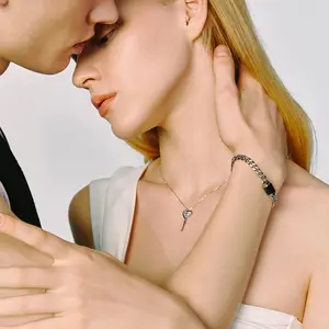 ZENGLIU Love Lock & Key Set – Matching Couple Bracelet & Necklace for Him and Her Locket Heart