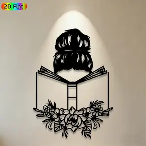 1pc Reading Woman Metal Wall Art, Graceful Reading Woman Statue Mural, Ideal Gift for Mothers Day, Valentines Day, Book & Home Decor Enthusiasts, Perfect for Living Room Wall, Garden Fence, Modern Home Decoration, Literary-Themed Wall Art