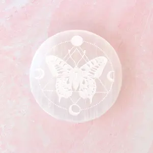Selenite Charging Plate With Butterfly | Charge Your Crystal Bracelets
