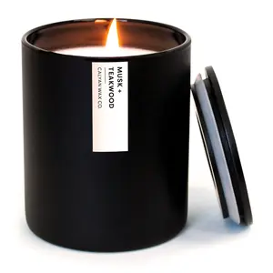Musk + Teakwood Matte Black Tumbler Soy Candle