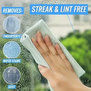 Miracle Cleaning Cloths Set, Fish Scale Glass Wipes, Car Window Mirror Cleaner, Sterile Reusable, Ideal for Kitchen Mirrors Glasses Plates Screens, Soft Dry Wipe