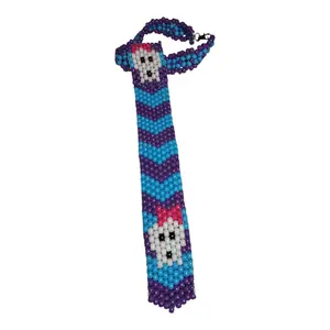 Kandi Beaded Skull Tie Raves Blue And Purple Pony Beads And Choker Handmade-To-Order