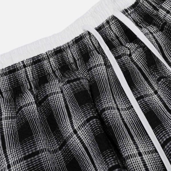 Aelfric Eden Baggy Plaid  Barrel Double Waist Sweatpants Unisex Drawstring Elastic Waist Joggers  Y2K Streetwear Loose Fit Vintage Joggers,summerwins,father'sdaygifts