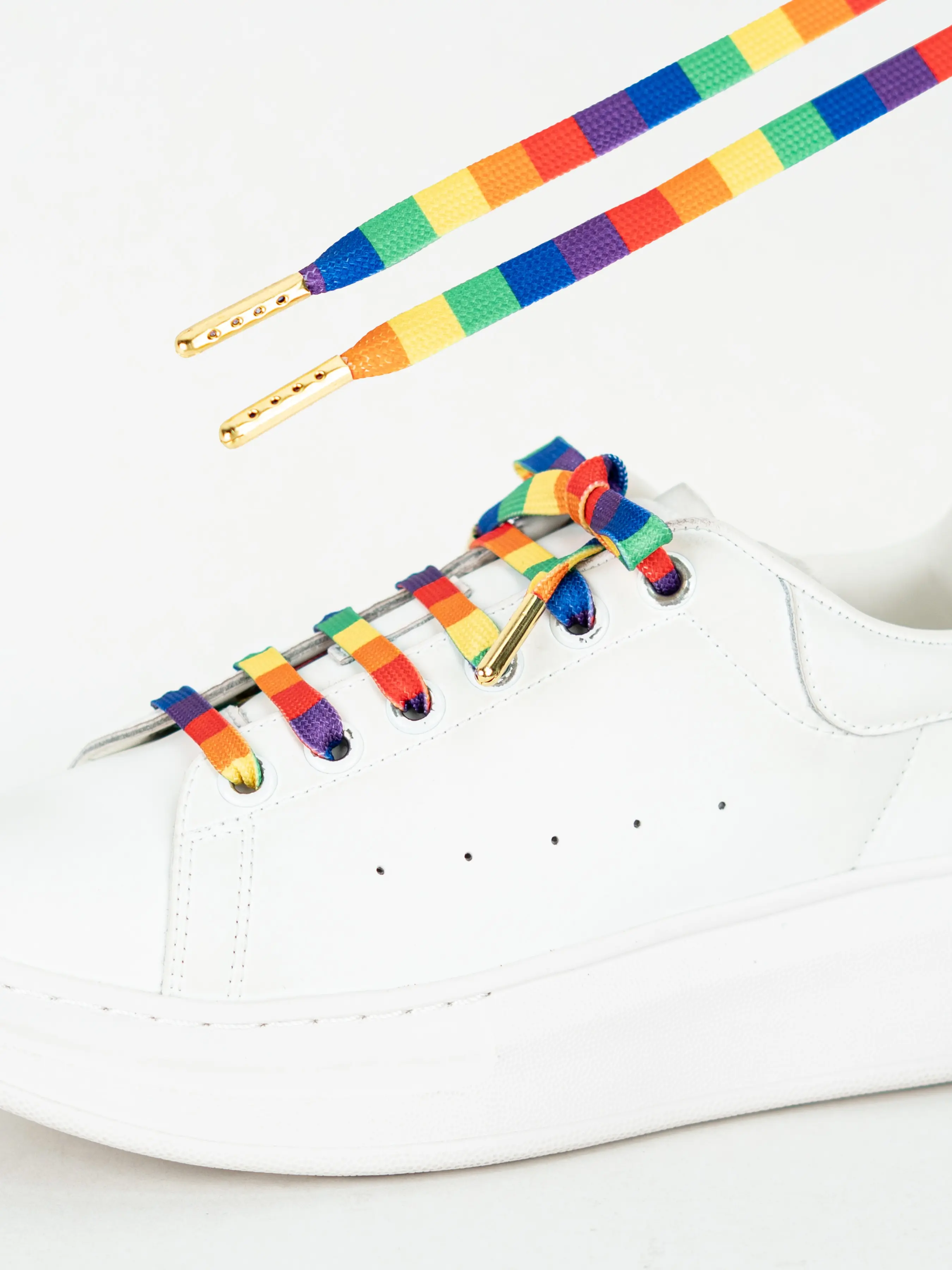 Metallic Head Y2K Rainbow Plaid Light Shoelaces for Sneakers, Pair Pack, Casual Daily Use, Stylish and Trendy Design, Shoe Strings for Sneakers