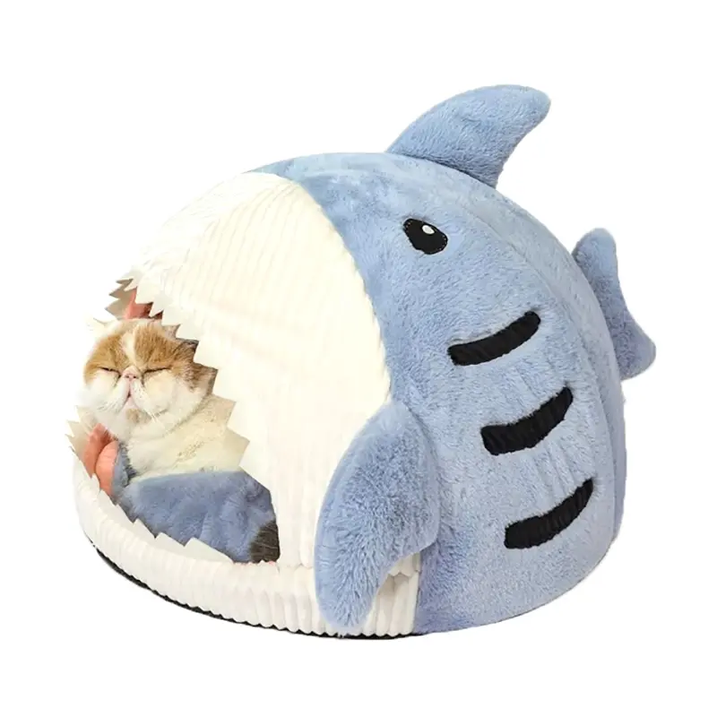 Dog bed, dog kennel, cat bed, winter Internet celebrity warmth, semi-enclosed shark cat bed, pet supplies, cat house