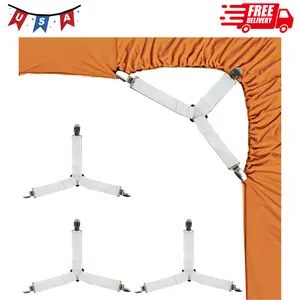 4PCS Bed Sheet Straps with Metal Clips (White) 4PCS Bed Sheet Straps with Metal Clips (White)