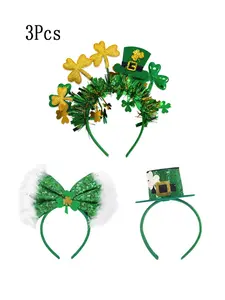 St Patrick's Day Essential! Three-Piece Shiny Headwear Set, Bow Tie/gold Hat/solid Hat Trio, Perfect for Parties Birthdays Carnivals, Accessories