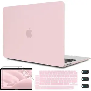 Baby Pink Case for MacBook Air 13 Inch A2337 M1 A2179 A1932 2021-2018 Release, Plastic Chalk Pink Hard Shell Cover with Keyboard Cover & Screen Protector for MacBook Air 13 with Touch ID 2021