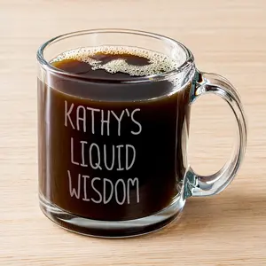 Personalized Glass Mug | Liquid Wisdom Name | Custom Engraved Drinkware