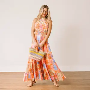 Patchwork Palm Capri Dress