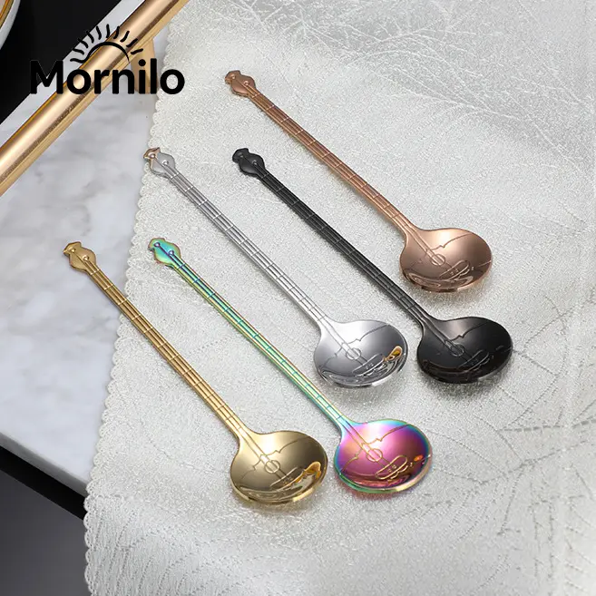 3Pcs/5Pcs Long-Handled Stainless Steel Coffee Spoon Set — Suitable For Lattes, Tea, And Desserts; Stylish Coffee Station Accessory; Outdoor Camping Cutlery; Ideal For Yogurt, Ice Cream, And Cereal; Kitchen Essential; Unique Gift For Coffee Lovers