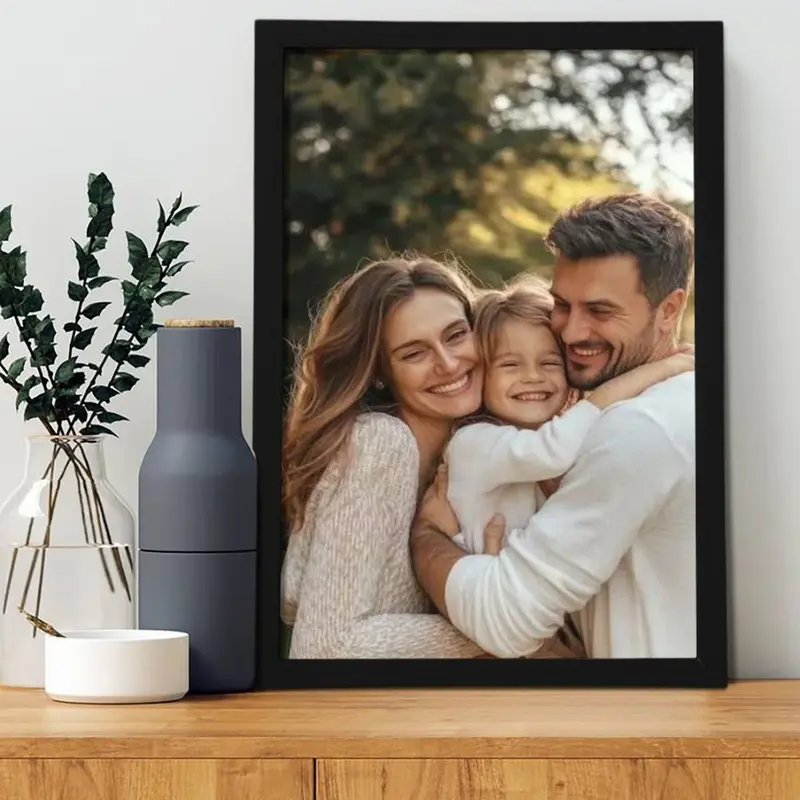 Customized black wooden frame with high-definition and rich texture suitable for couples families friends and home decoration