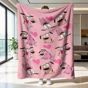 Flannel Printed Blanket Soft Skin-Friendly Warm Throw Cartoon Decorative Cover Multi-Use Home Blanket Anti-Wrinkle Easy Clean Camping Blanket