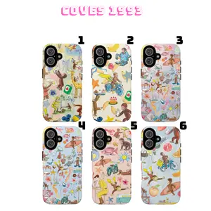 [SUMMER VIBE] Curious George Beach Party iPhone Case + 5 FREE Stickers - Sea Creature & Floral Dual Shell - Premium 2-Piece Shockproof Tough Case for iPhone 17 16 15 14 13 12 11 Pro Max Plus X XR