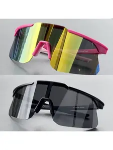 New Women's Large Frame Shield Sunglasses, PC Lens Gradient Reflective & Plastic Frame, Outdoor Sports Cycling Running Driving Glasses, Uv400 Anti-Glare