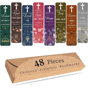 48 Pieces Bible Bookmarks with Hollow Cross Christian Scripture Bookmark, Inspirational Book Markers Religious Bookmarks Reading Scripture for Reading Lover, Men, Women, Church Gifts