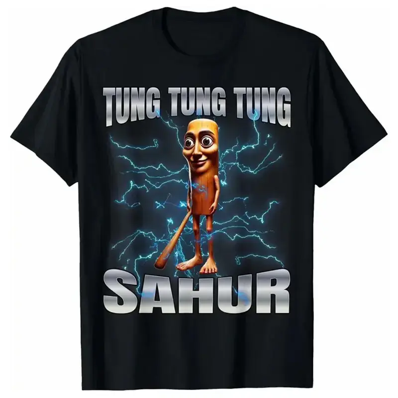 100% Cotton Unisex Tung Tung Tung Sahur T-Shirt women graphic shirts Fit Soft
