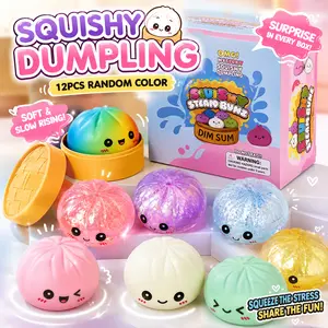 1/4/12PCS Cute Expressive Jumbo Bun Squishy, Glitter Dumpling Mystery Blind Box, Soft Slow-Rising Fidget Toy, Stress & Anxiety Relief Sensory Toy, Surprise Unboxing Gift for Kids, Students, Office Workers & Friends