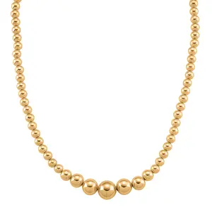 Round Shape Beaded Chain Necklace in Goldtone 20-22 Inches