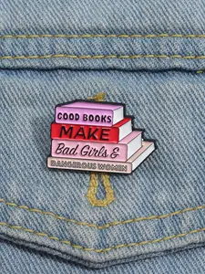 Creative Cartoon Book Design Brooch, Fashion Cute Alloy Badge for Daily Clothing Decor, Trendy All-match & Exquisite Brooch for Birthday Gift