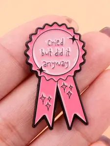Cried But Did It Anyway Trendy Zinc Alloy Brooch Pin, Stylish Letter Pattern Design Fashion Accessory, Ideal Gift for Friends, All-Season Wearable Jewelry
