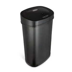 NINESTARS 13-Gal Black Stainless-Steel Motion Sensor Trash Can