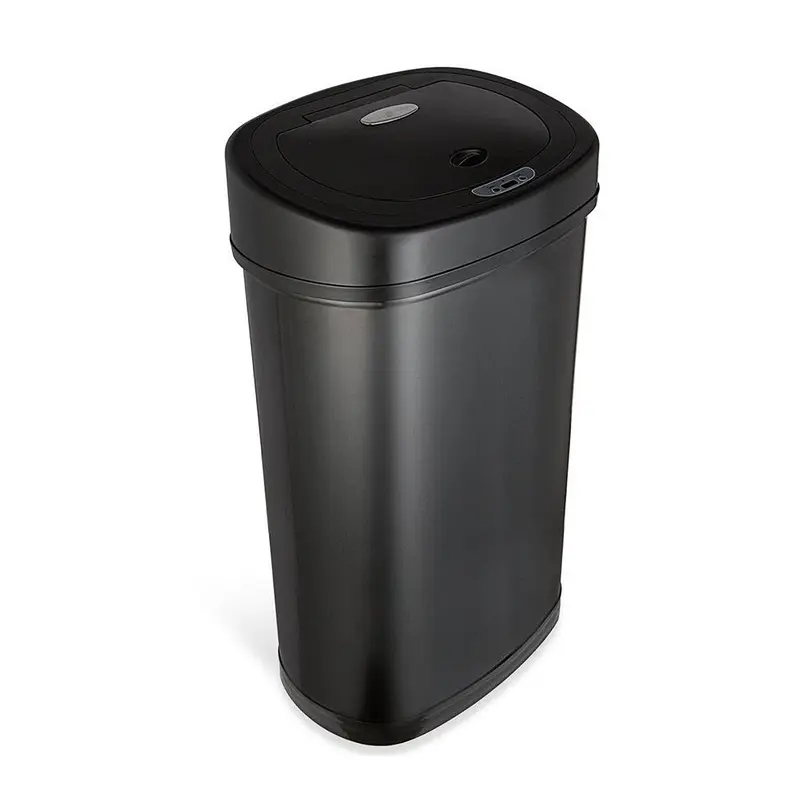 NINESTARS 13-Gal Black Stainless-Steel Motion Sensor Trash Can