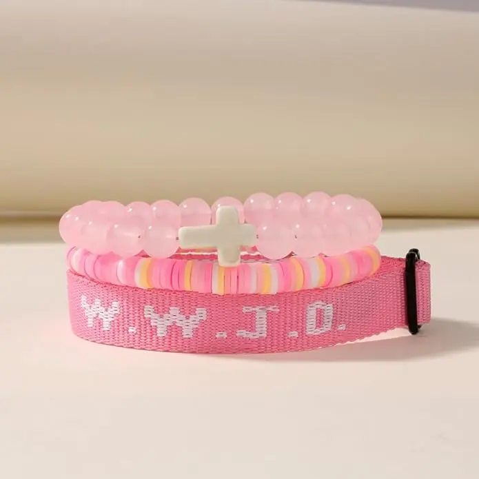 【Summervibes】WWJD Beaded Bracelet with Cross Charm Exquisite Jewelry for Birthday Gift Beaded Design and Cross Charm Ideal for Various Occasions Stylish and Versatile Accessory Valentines Gift