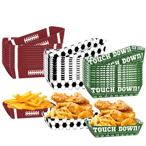 12 pcs Football Soccer Party Supplies, Paper Trays for Football,Soccer, Disposable Snack Trays, Party Snack Trays for Burgers, Tacos, Fries, And Hot Dogs