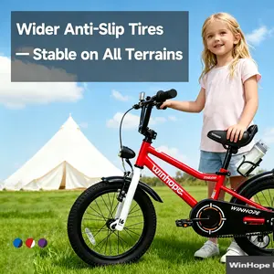 Winhope Star Light Kids’ Bicycle Ages 2–9 | 12–18 inch with training wheels, front light, fenders, water bottle holder | 95% preassembled, dual brakes, adjustable seat/handlebar