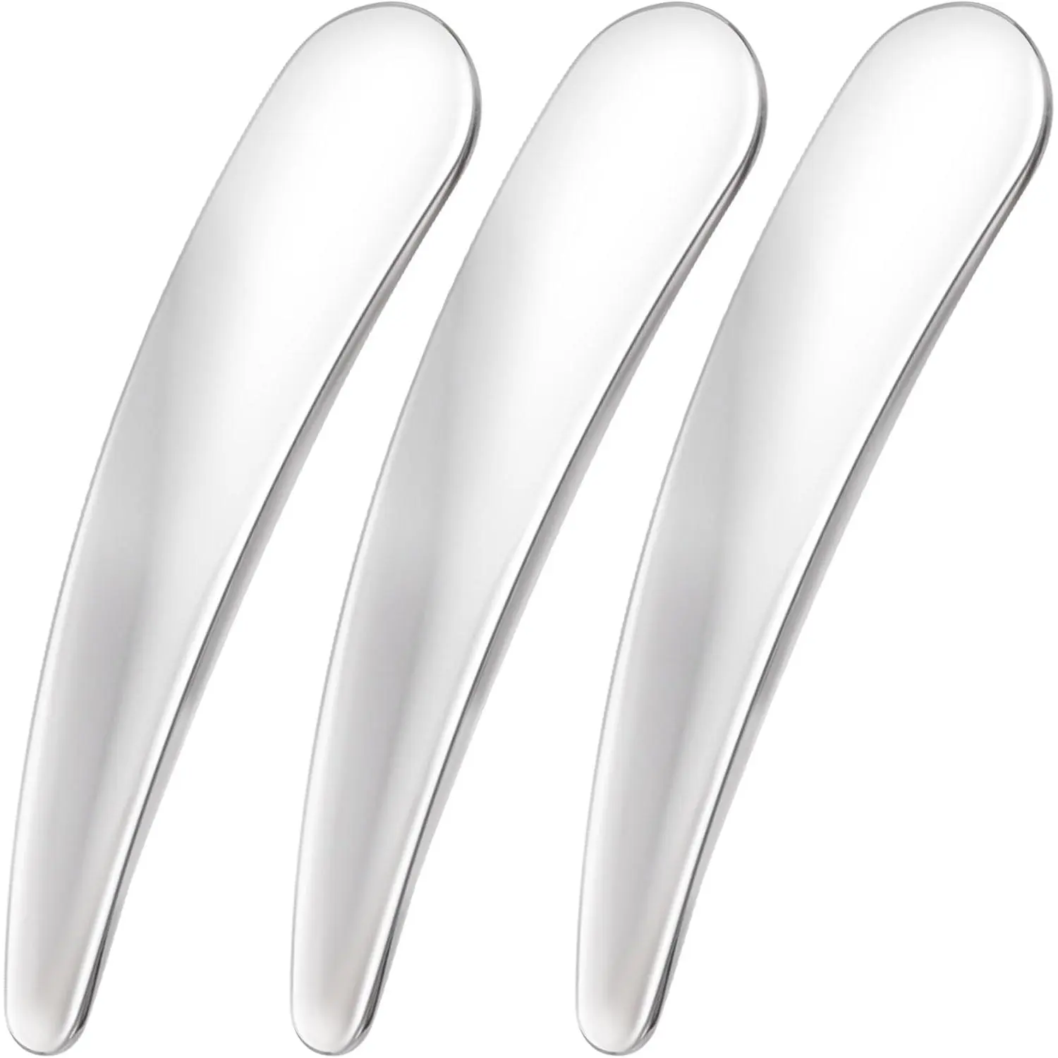 3pcs Mini Stainless Steel Makeup Spatula, Reusable Cosmetic Cream Spatulas Spoon, Skincare Scoop Applicator Facial Massage Beauty Tools for Mixing and Sampling Face Eye Cream- Silver