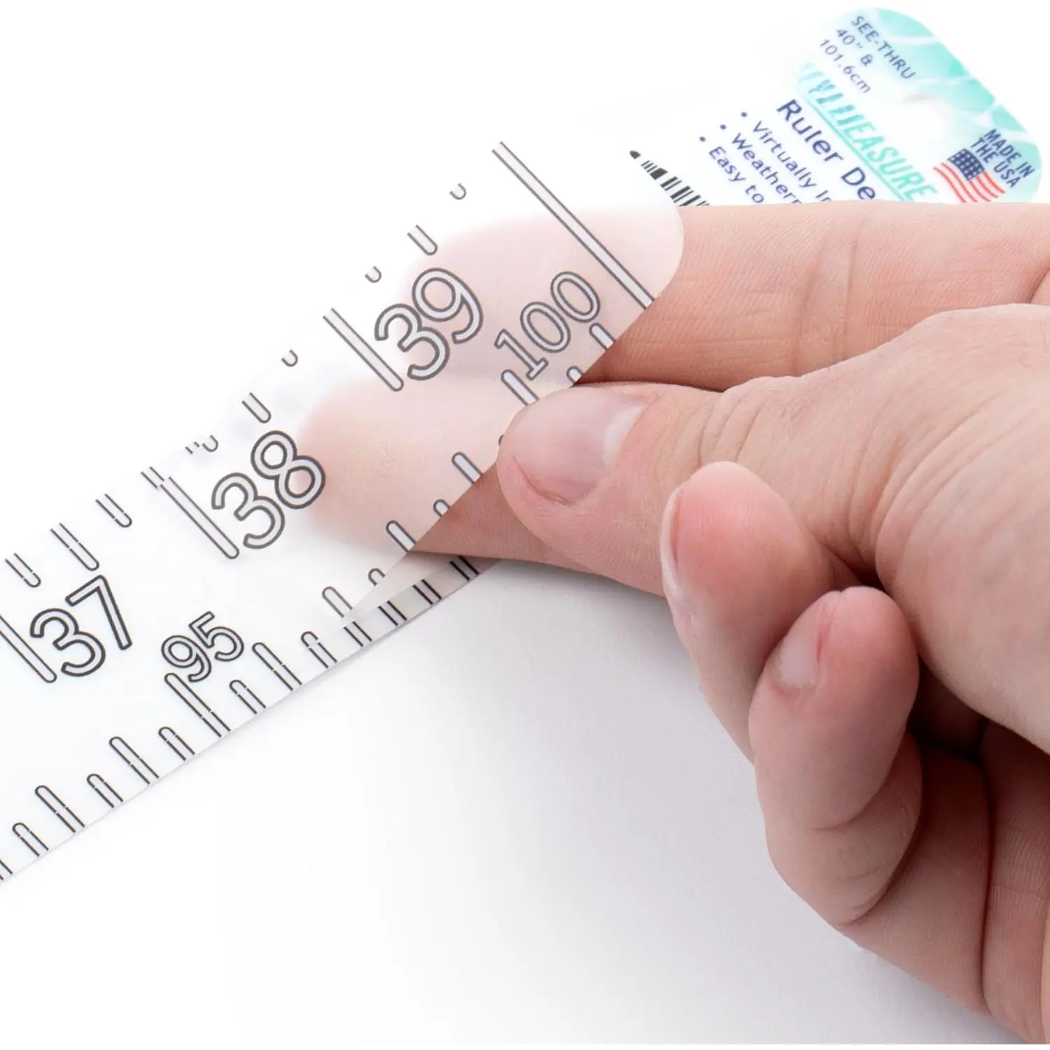 40" / 100cm Ruler Sticker | Dual-Scale Adhesive Measuring Tape Decal | Imperial & Metric |  | Weather & Waterof | Easy-to-Read  Markings | Transparent Design